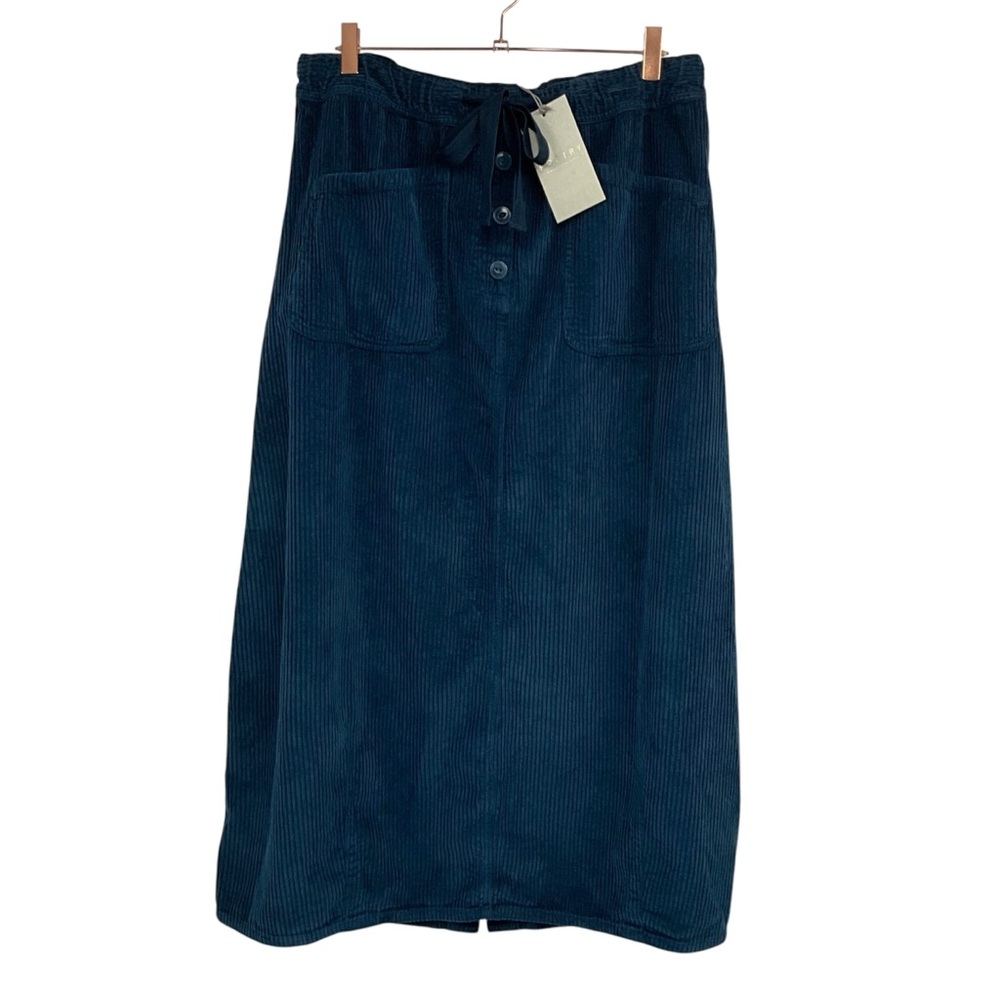 NWT Poetry UK Petrol Blue Corduroy Maxi Skirt Drawstring Lagenlook Poetcore 12